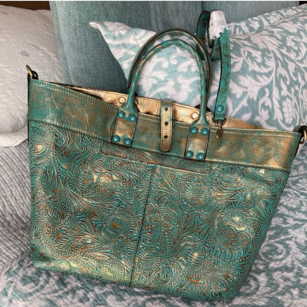 NWOT—PATRICIA NASH EMILION TOTE- Metallic Forest